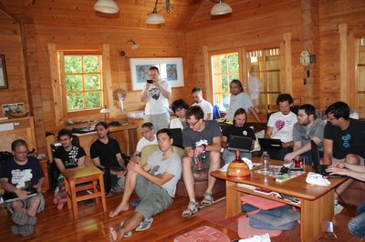 Waiting for the talks to begin